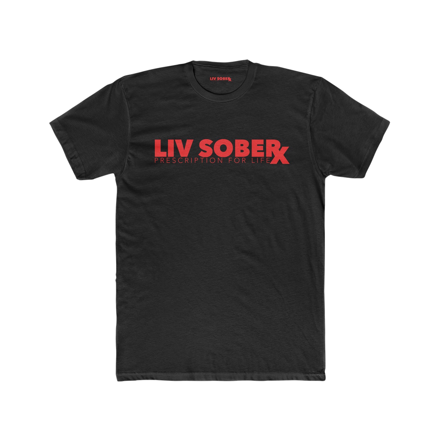 Red on Black Unisex LivSobeRX Tee