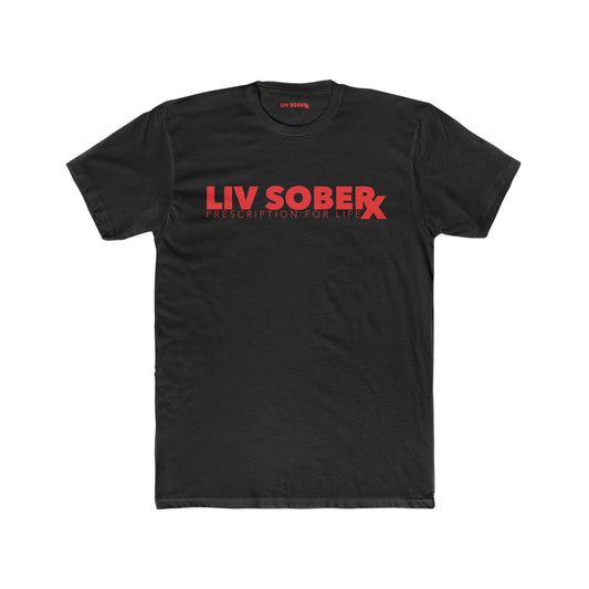 Red on Black Unisex LivSobeRX Tee